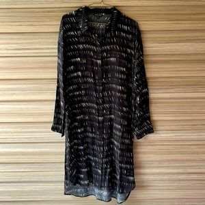 Eileen Fisher Silk and Cotton Button Front Shirt Dress size M